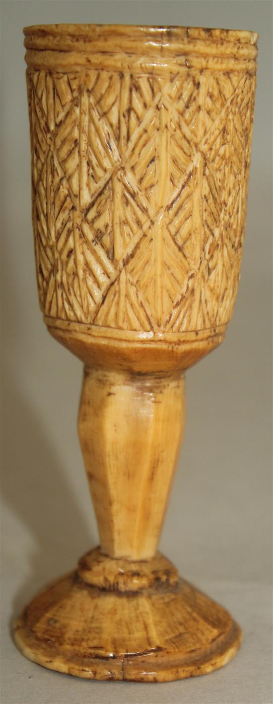 A 19th century or earlier African ivory goblet, 4.25in.